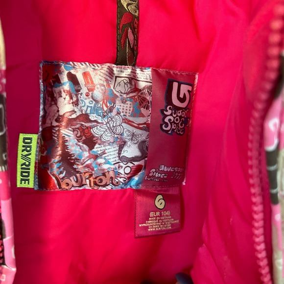 Burton Dry Ride Sugar & Spice Full Zip Hooded Ski Jacket | size 6 - Picture 3 of 11